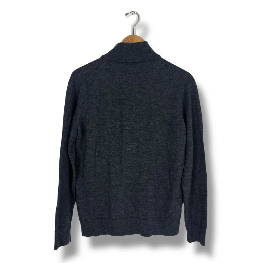 Untuckit Sweater Mens 100% Extra Fine Merino Wool Quarter Zip Pullover L Grey